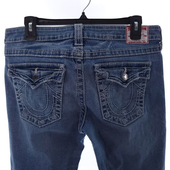 True Religion Disco Joey Big T Women's 32 straight Leg Jeans W/ Flap Pockets - Picture 9 of 13
